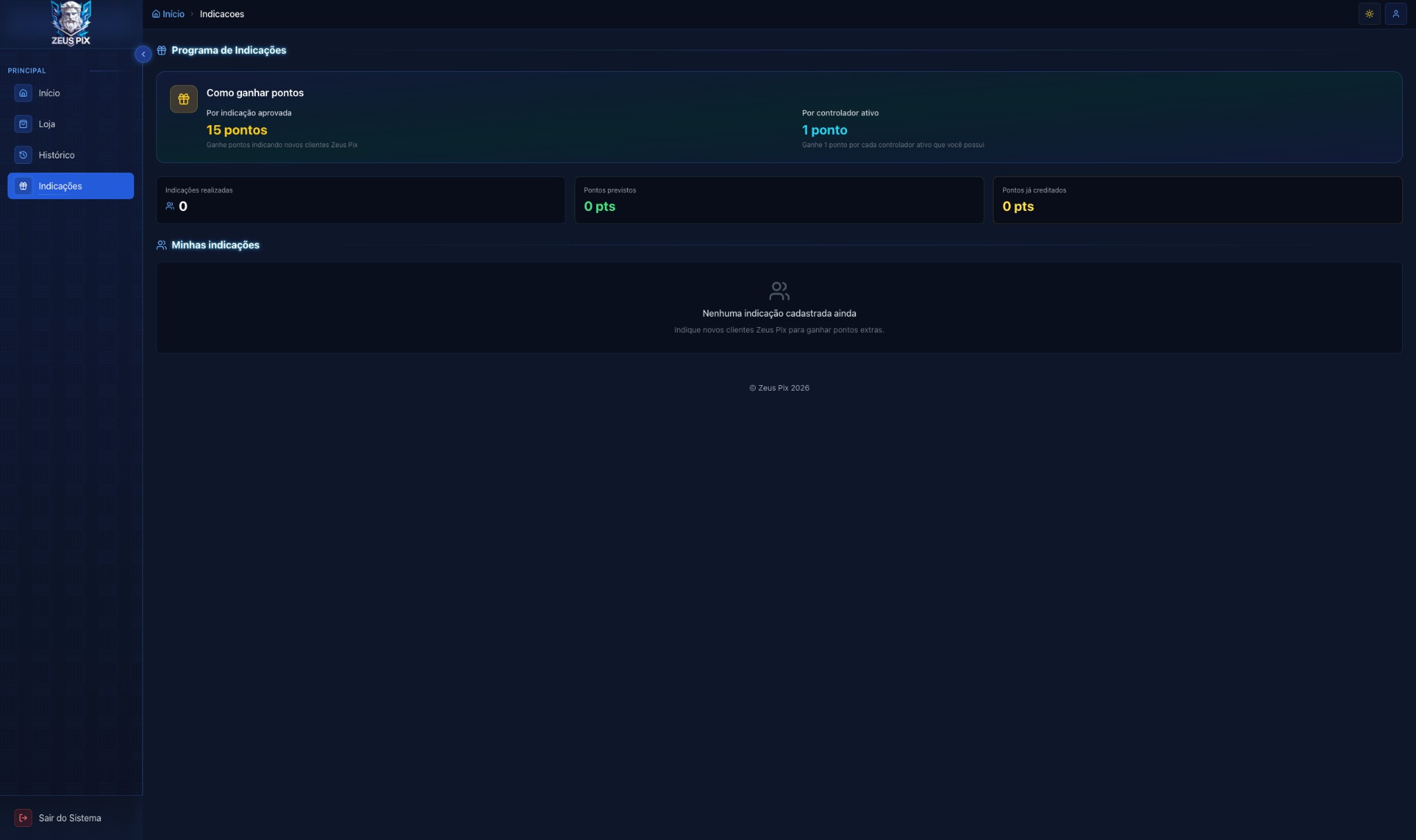 Programa de Indicações Zeus Pix